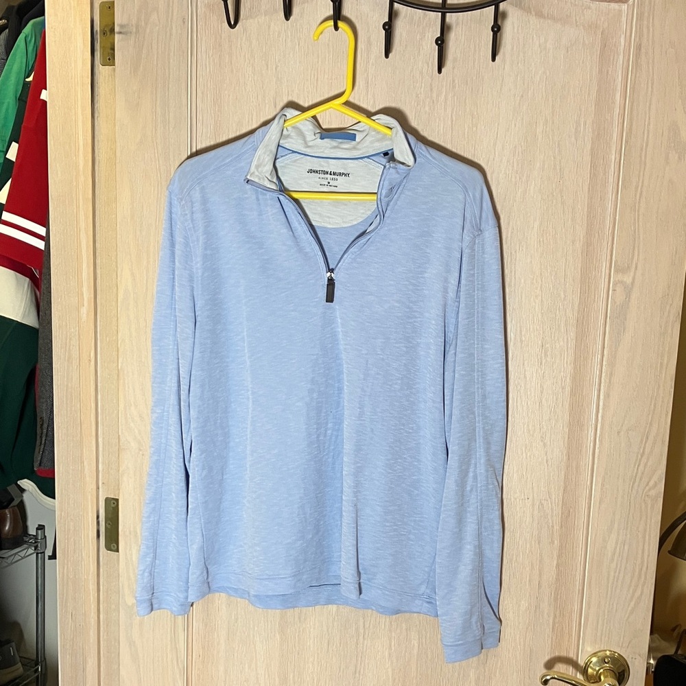 Johnston & Murphy Light Blue Zip Up Sweater